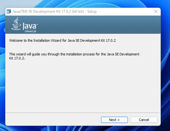 An installation wizard will appear.