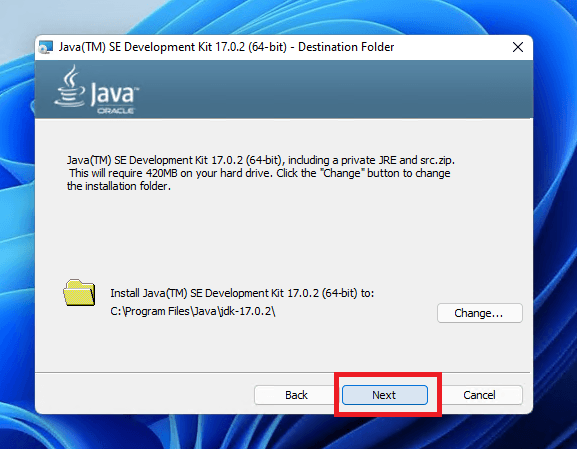 So click Next>.