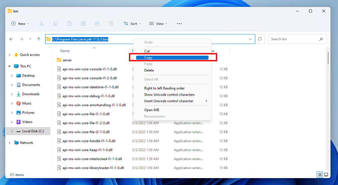 Simply copy the address using your mouse, or you can use the shortcut Ctrl + A for selecting all, and then use Ctrl + C for copying the directory.