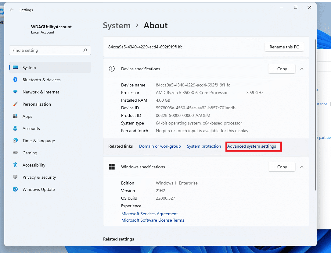 Click Advanced System Settings.