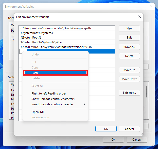 Paste the directory path.