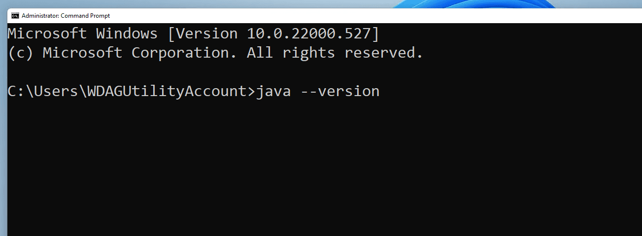 Check the Java version using java --version.