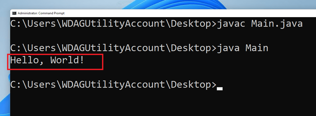 Then run the class file using java file_name_without_extension.