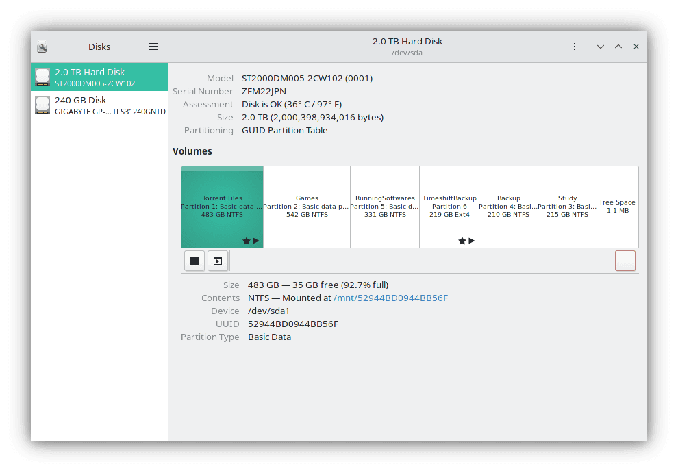 HDD partitions in gnome-disk-utility