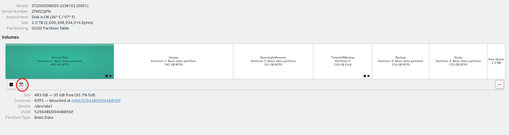 The icon for accessing the Additional Partition Options