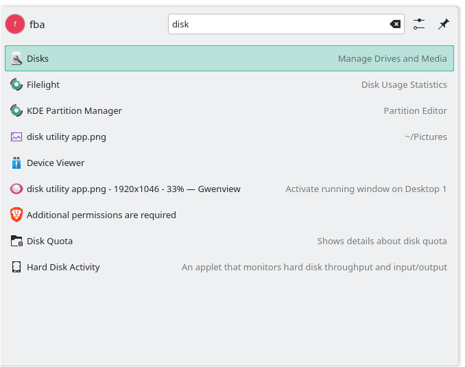 Disks in menu