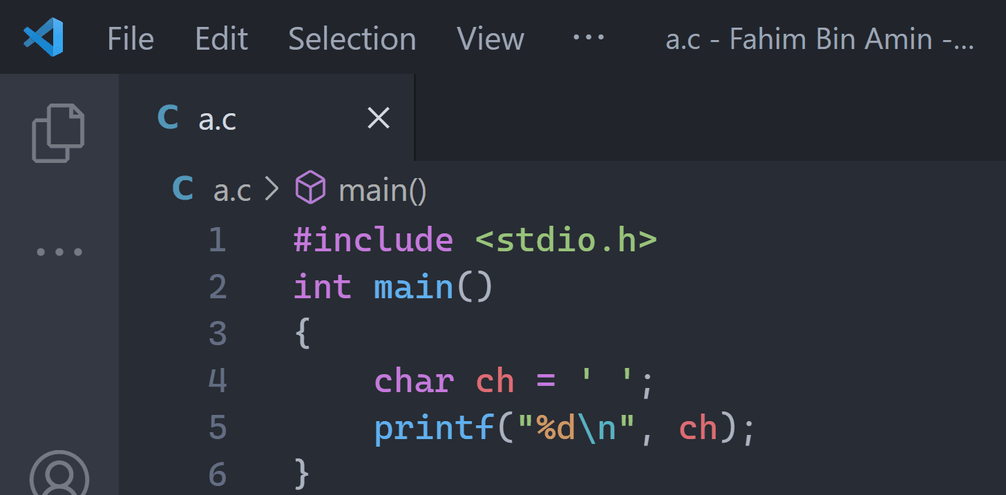 So if I use the space in the above code – but this time I use the space instead of the alphabet letter – then the code would be like this: