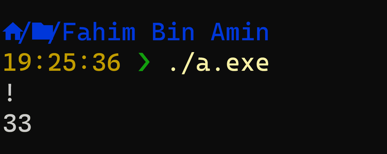 I will check the ASCII value of ! now.