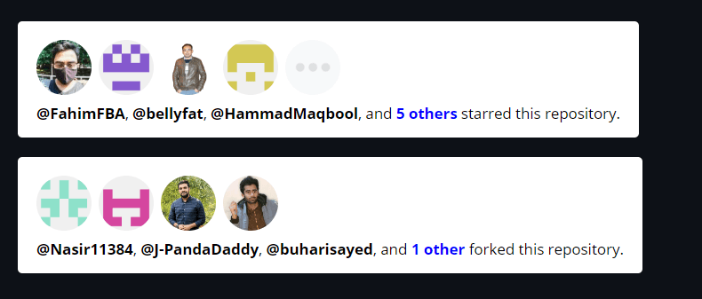 This code generated the following two cards: