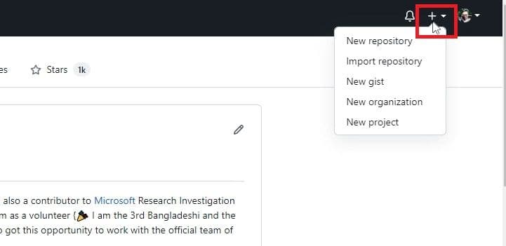 Now simply click on the + button on the top right of the webpage.