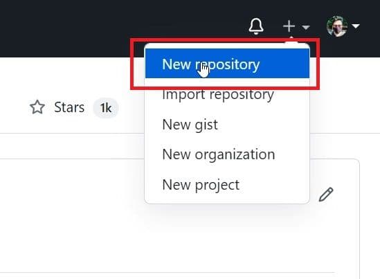 Now click New repository.