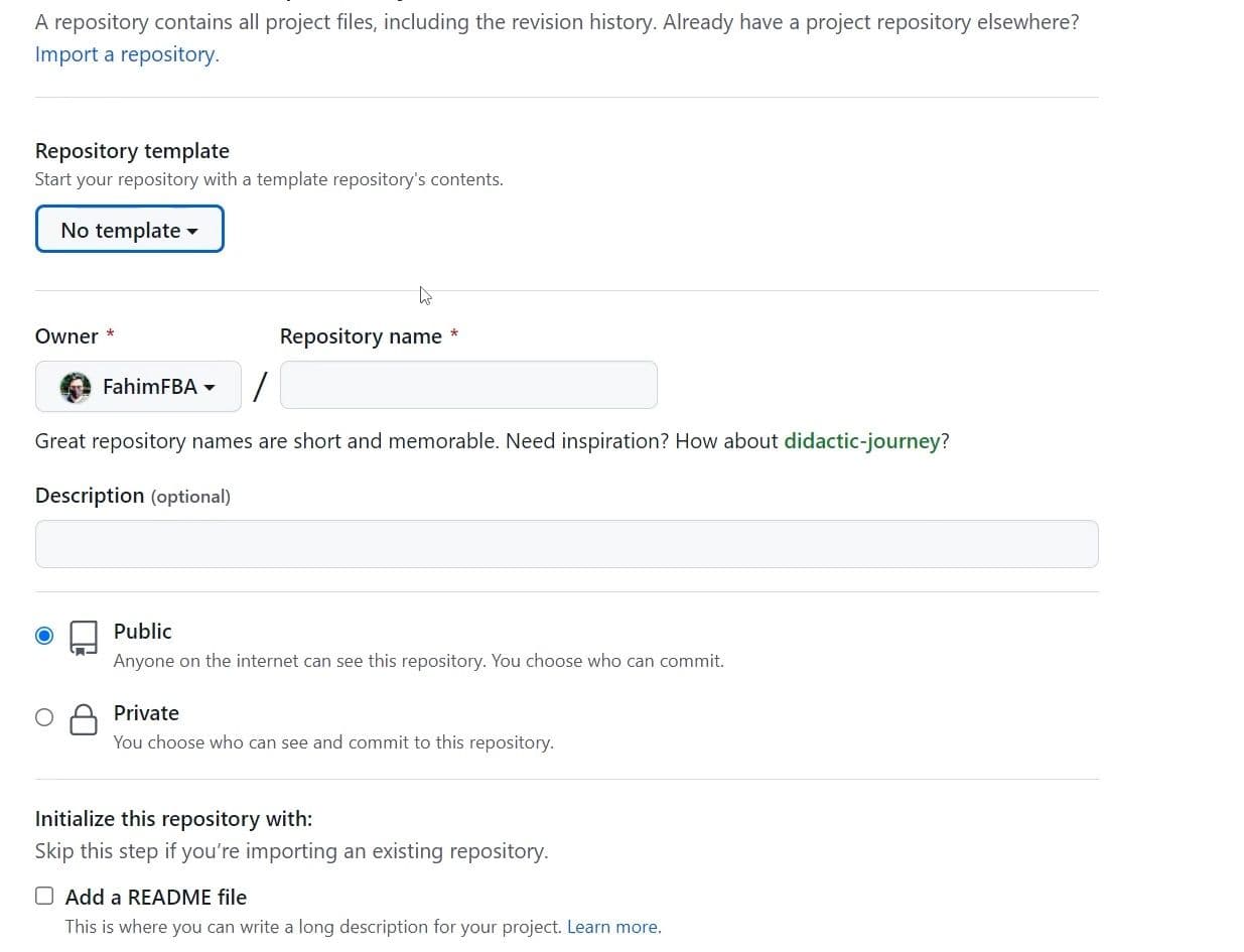 The process is similar to creating any other repository.