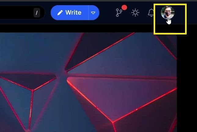 Click your profile icon on the top right of the profile page.