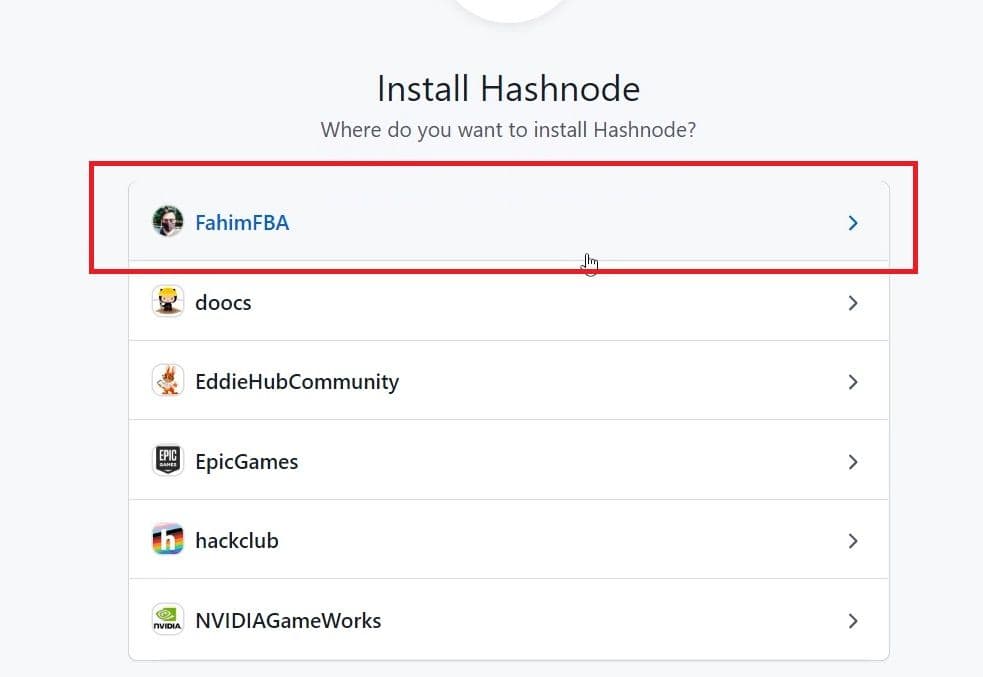 As I want to create the backup on my personal GitHub account, I will select my profile FahimFBA.