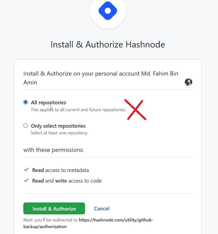 The install and authorize section will appear.