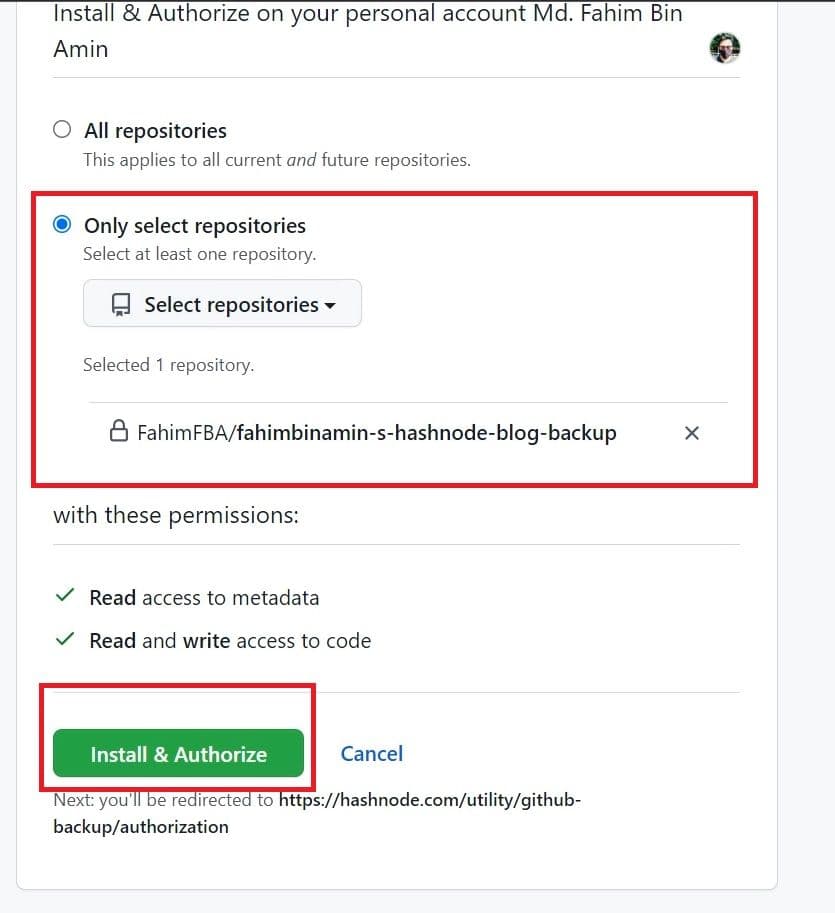 Simply click and select the repository.
