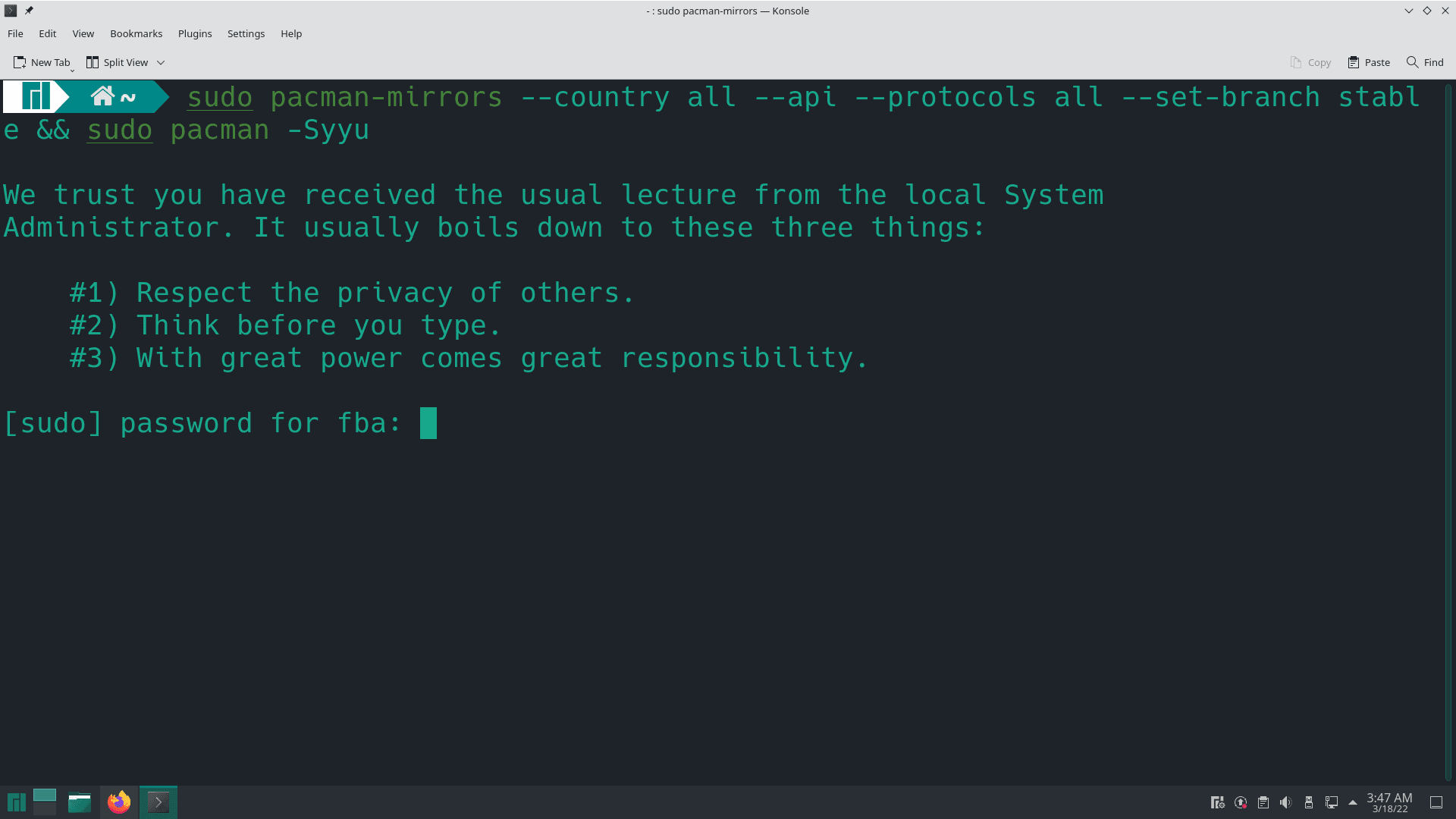 Enter the password and press the Enter key.