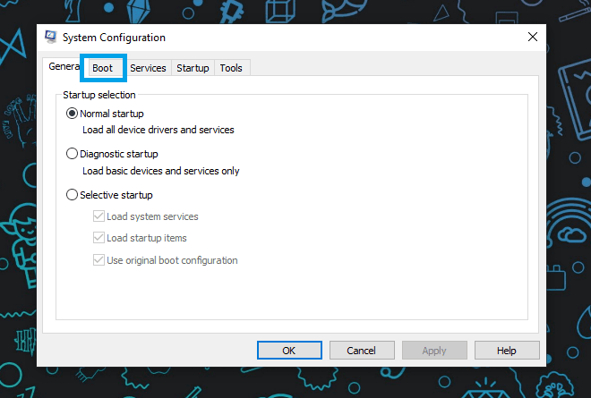 It will open the System Configuration window.