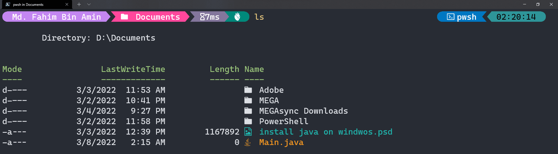 So I went in that directory using the cd command.