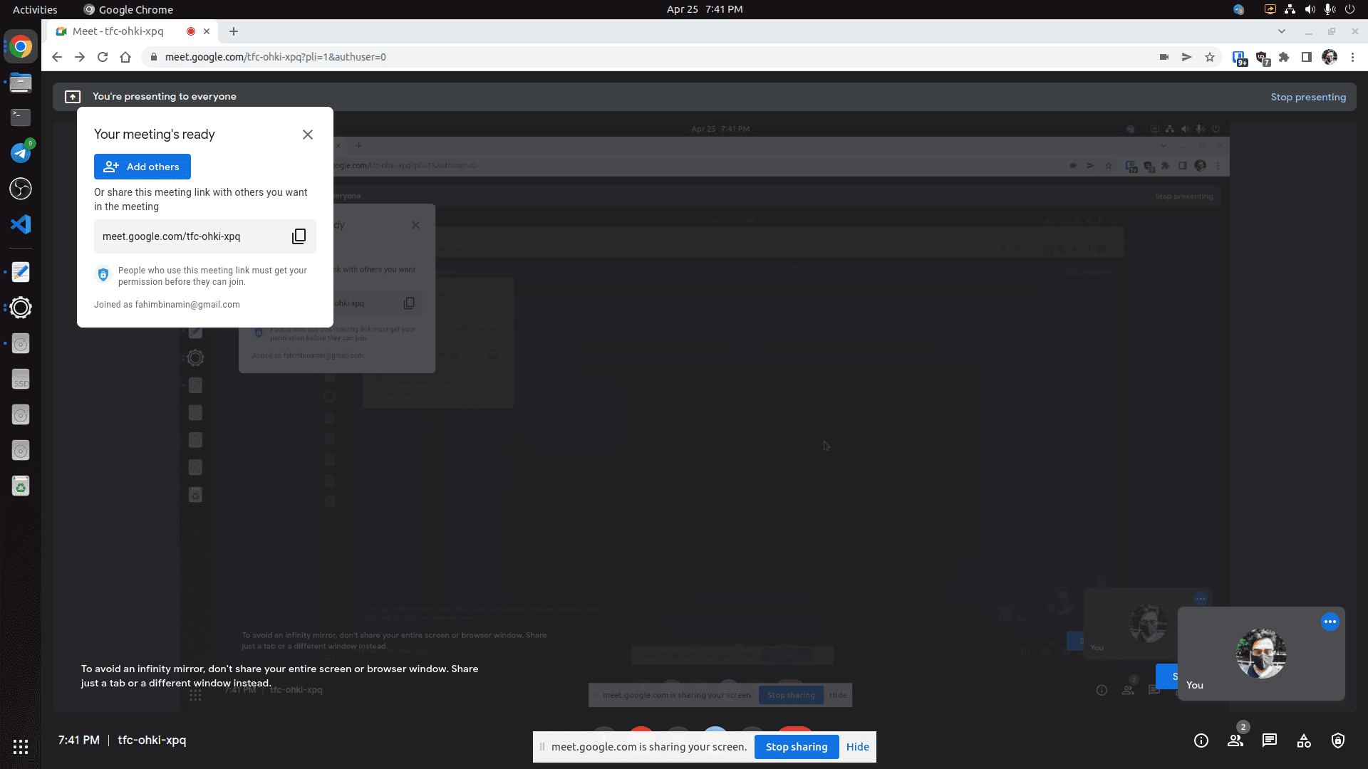 From now on, you can share your screen on Google Meet from Wayland.