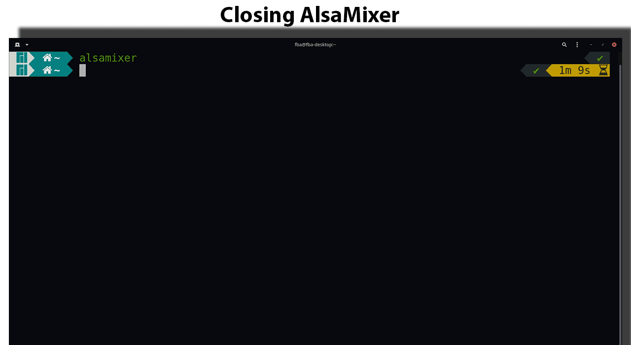 Then press the Esc key to exit AlsaMixer.