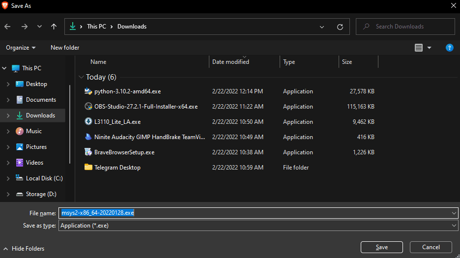 Simply click on the installer button and save the installer file in any place you want.