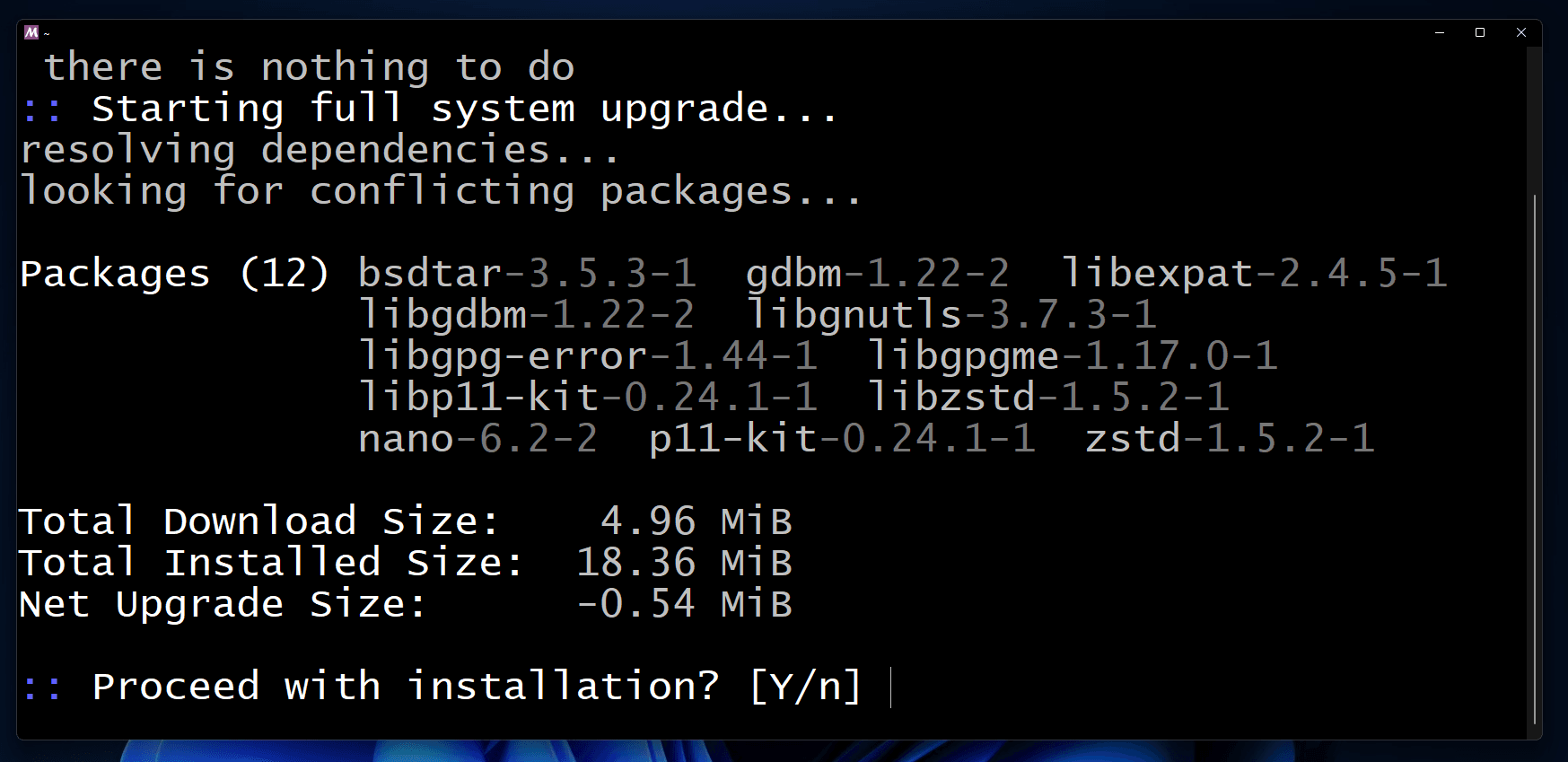 If you get any installation prompt, then you need to type Y or y and press the enter key.