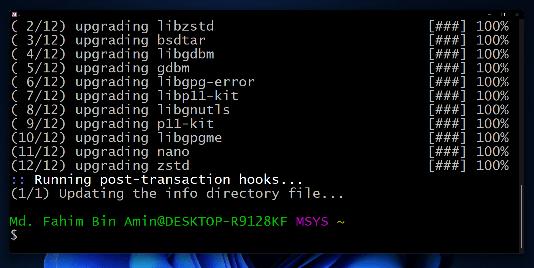 Wait a little to finish the installation.