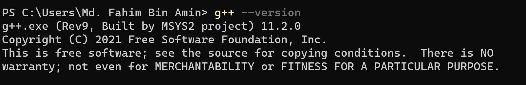 For checking the G++ version: