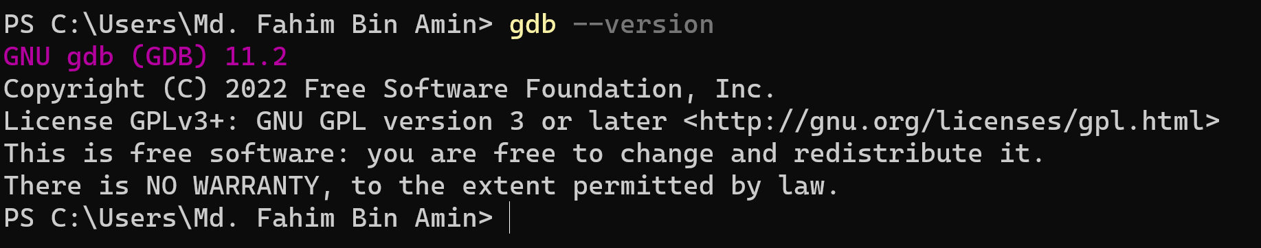 For checking the GDB version: