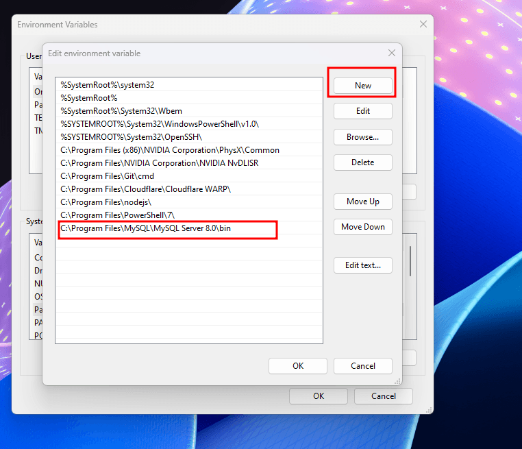 Do not close the window now as we need to do the same thing for the MySQL Shell folder.