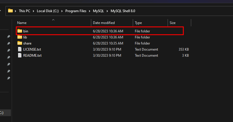 Go to the "bin" folder.