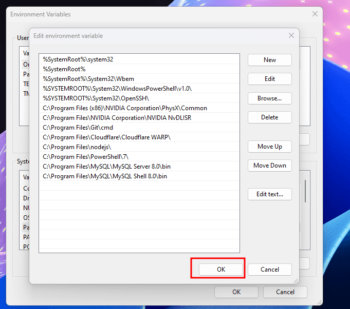 Now click "OK".