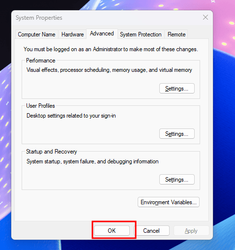 And click "OK" one more time.