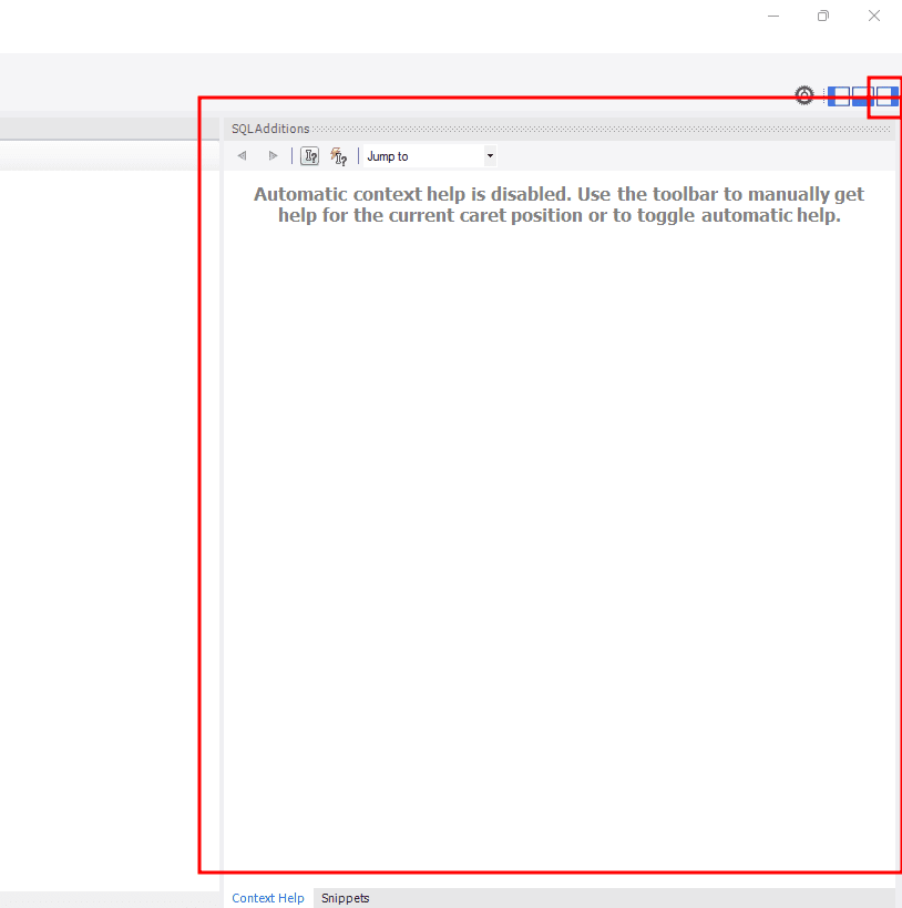 If you want then you can also hide the SQL Additions tab by clicking on the colored box.