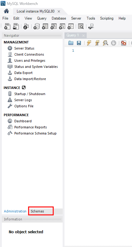 For getting the Schemas, click on the "Schemas" tab from the navigator.