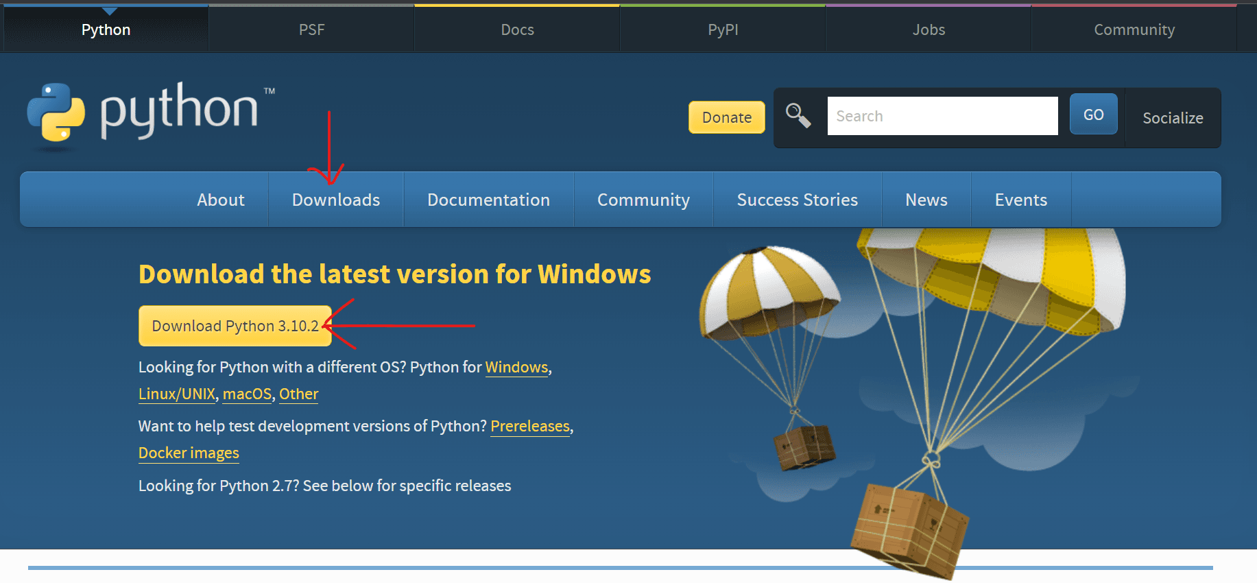 Click on the Downloads section.