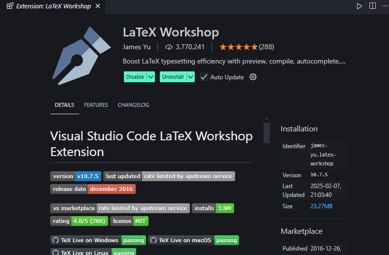 LaTeX Workshop extension
