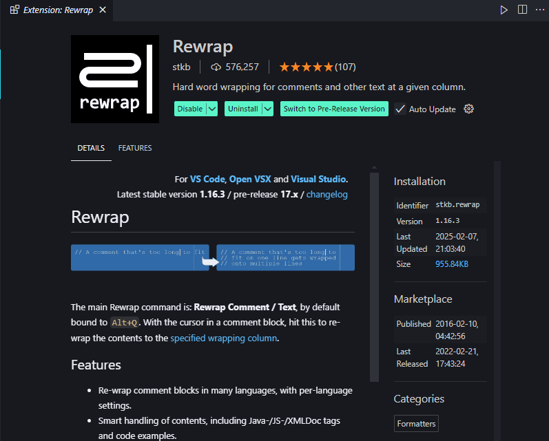Rewrap extension