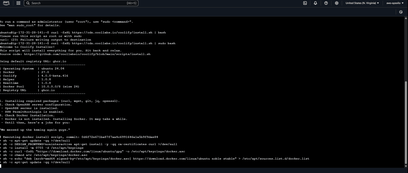 install coolify in EC2