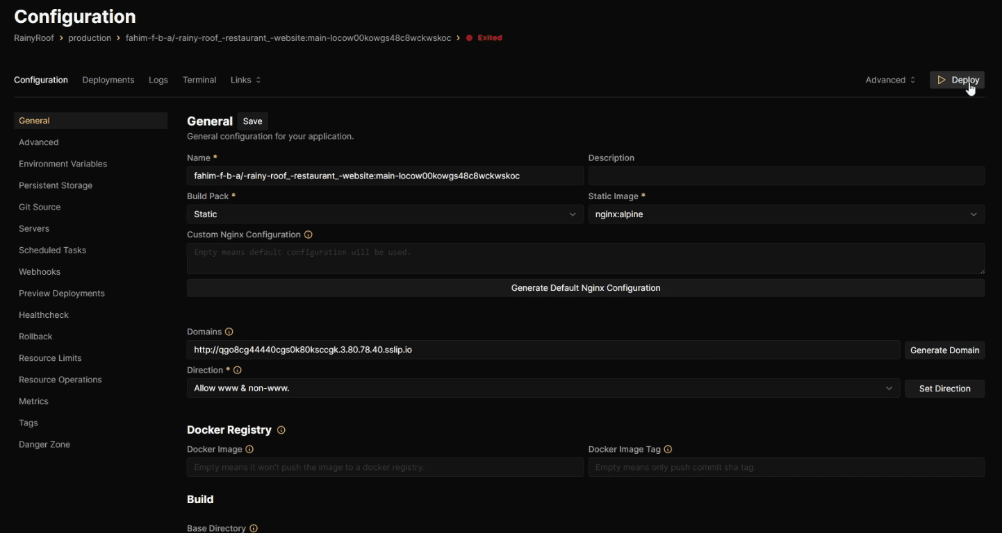 Deploy application