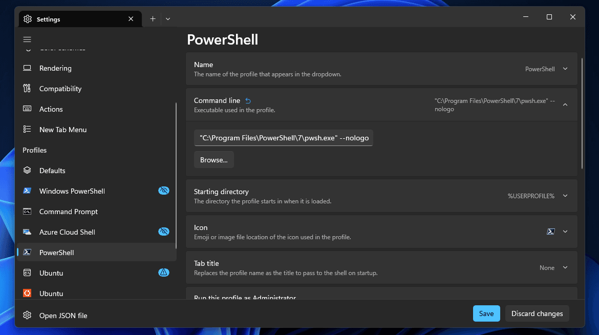 Preview of Windows PowerShell --nologo setting
