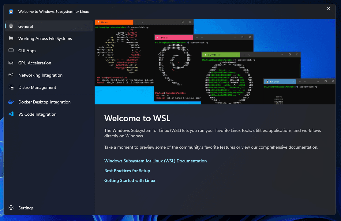 Preview of WSL GUI management tool