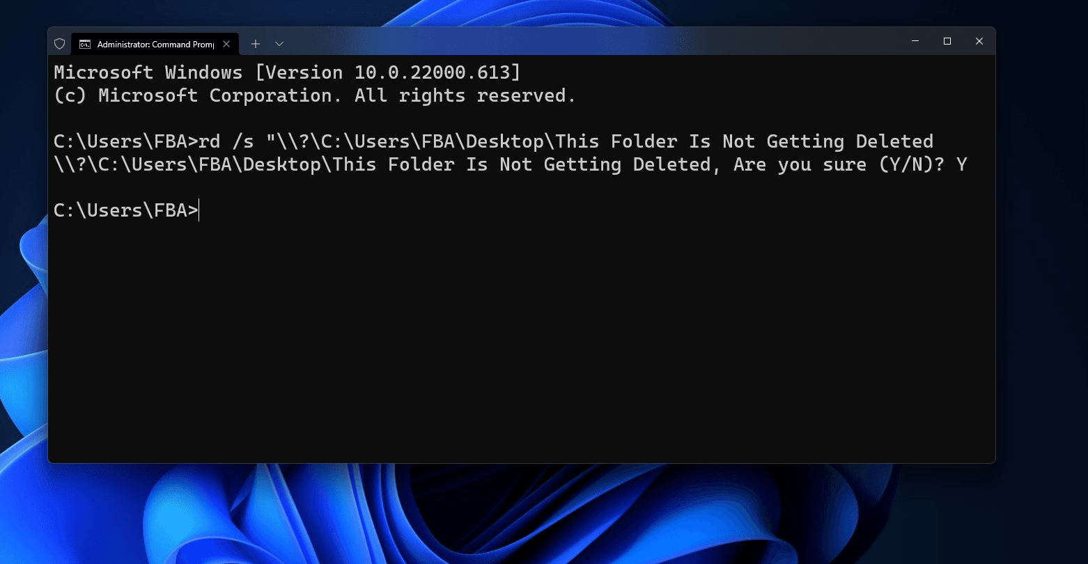 Now I need to type Y and hit the Enter key.