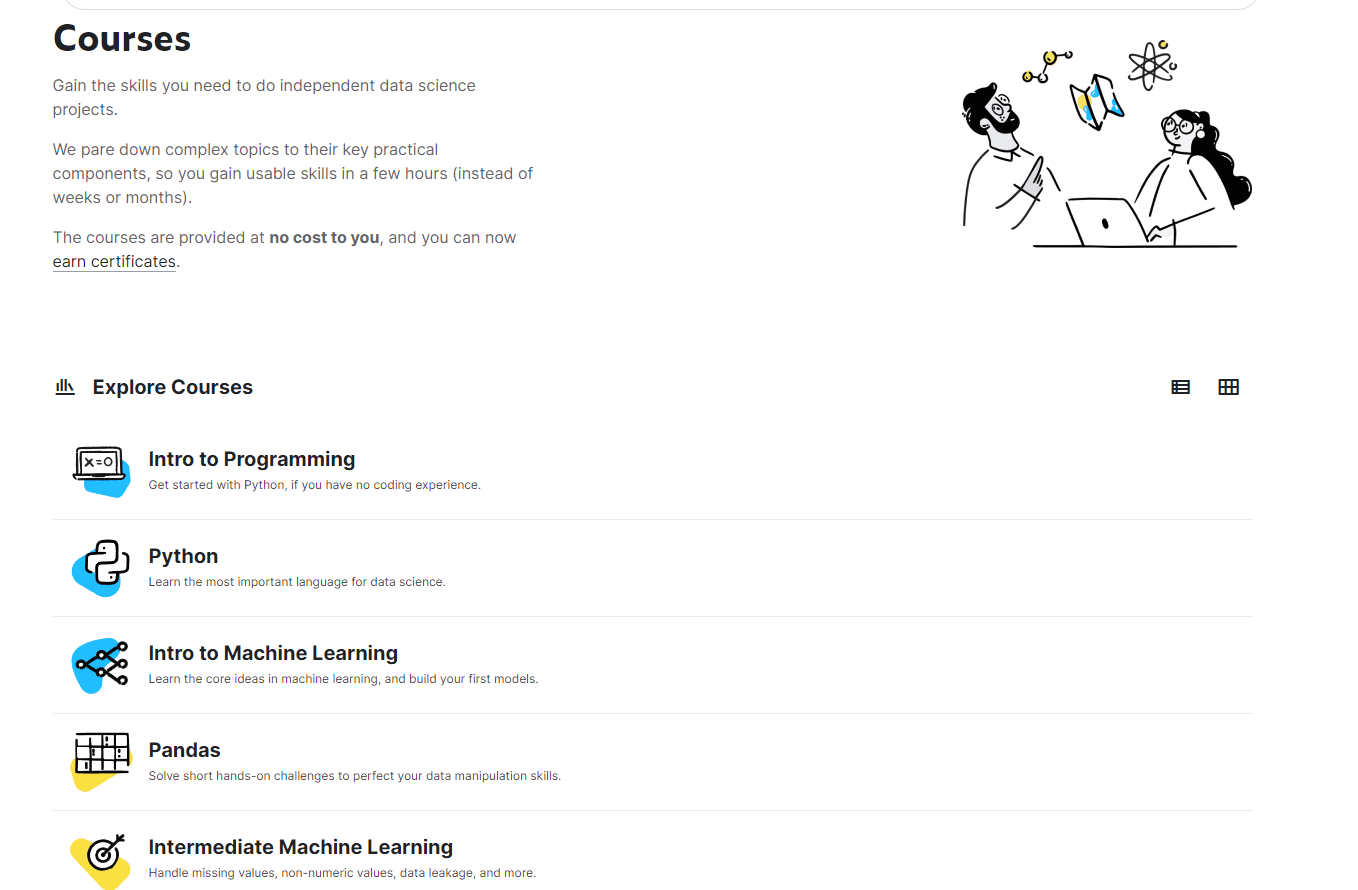 kaggle free courses