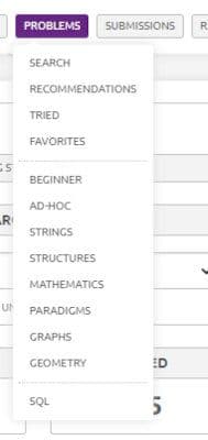 A dropdown showing the different challenge categories on beercrowd