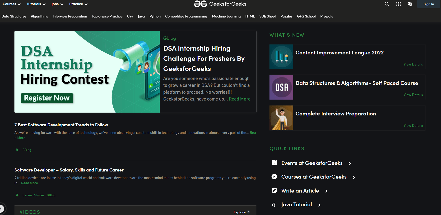 GeeksforGeeks banner Image